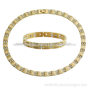 2014 Fashion Ceramic and Gold-plated Stainless Steel Jewelry Set for Dress, CZ Stone